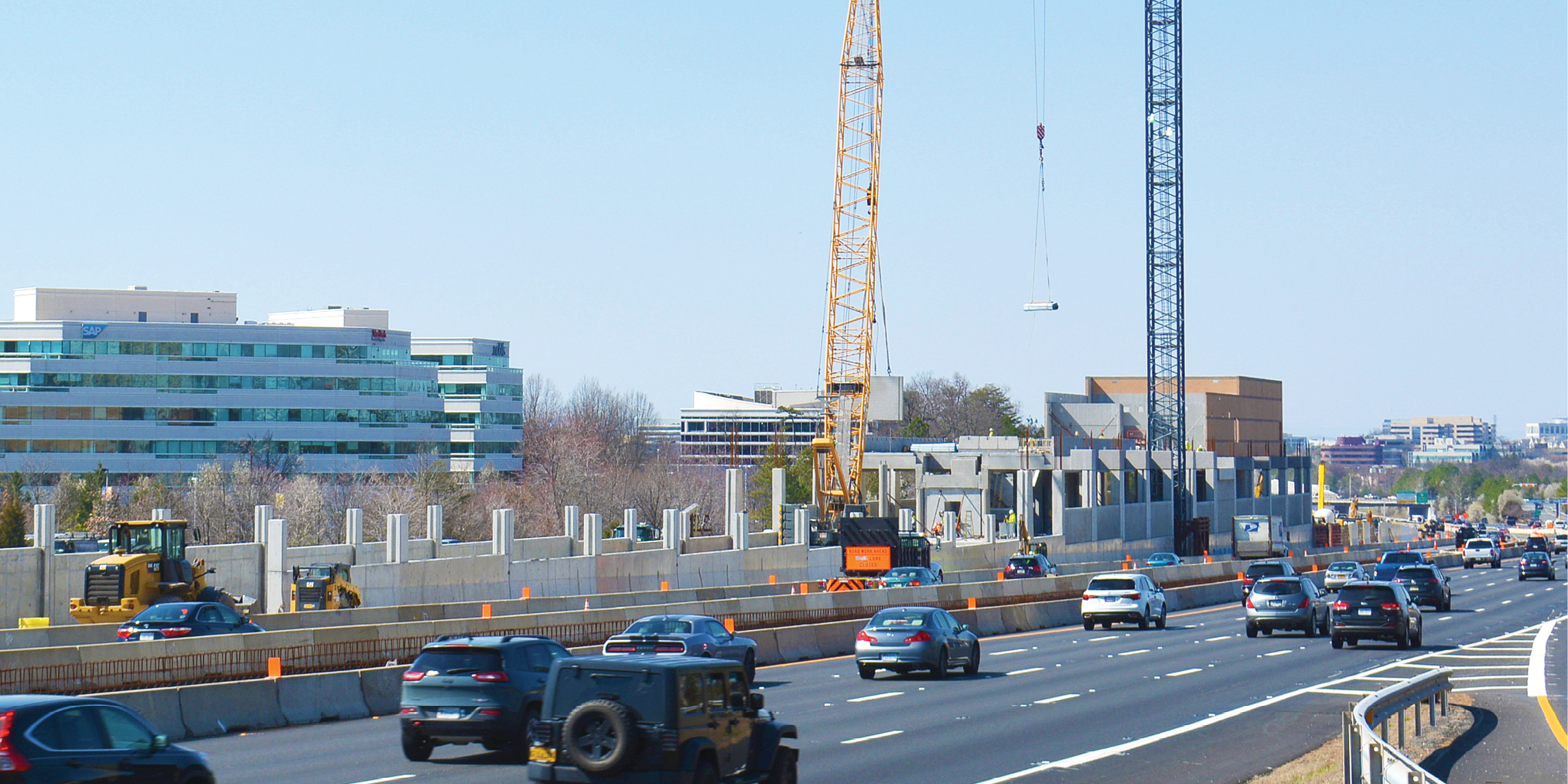 cranes used in the construction of Reston station